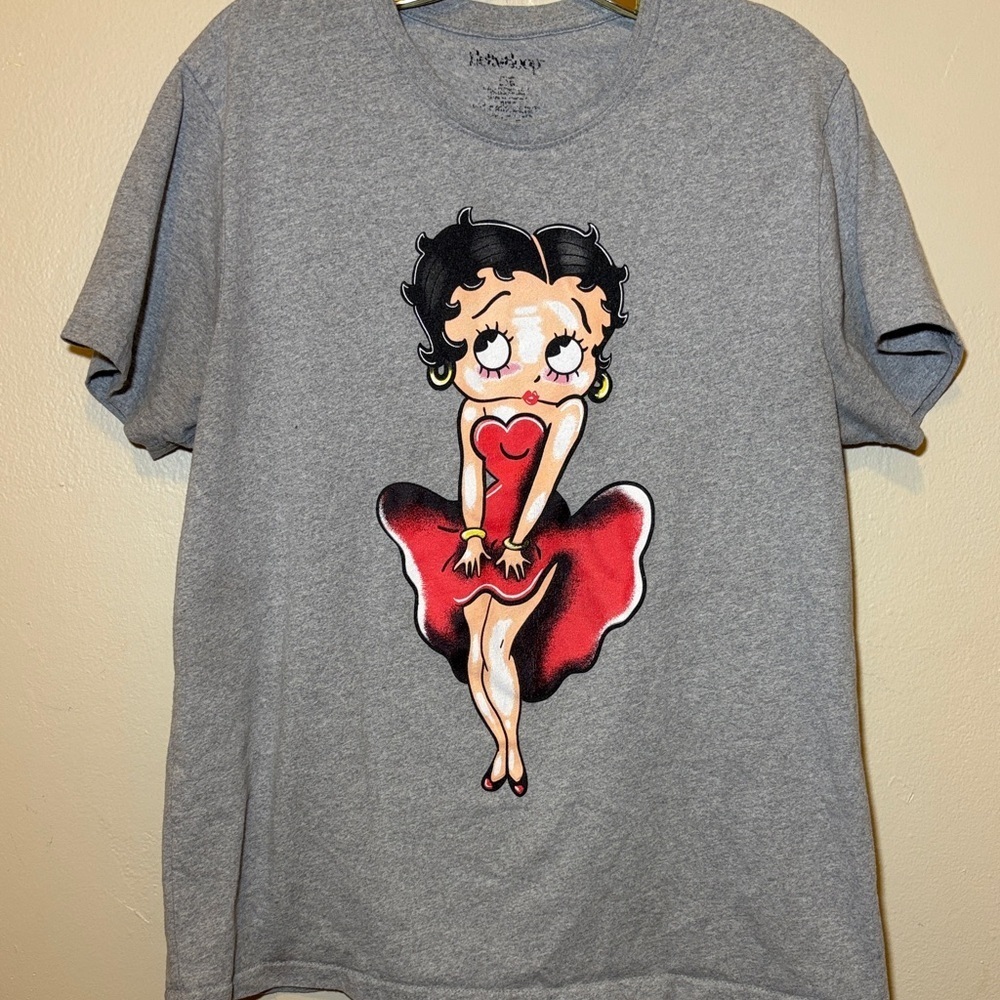 Betty Boop Gray Tee with Red Dress Design